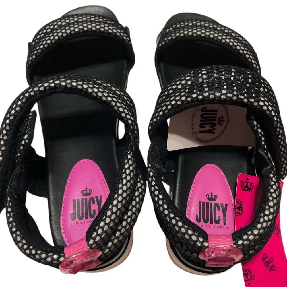 Juicy Couture N.W.T. Women's Black Mesh Sport Sandals Pink Insole Size‎ 11 M.